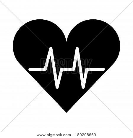 black icon heart beat pulse cartooon vector graphic design