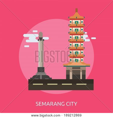 Semarang City of Indonesia Conceptual Design | Set of great flat design illustration concepts for city, indonesian, travel and much more.