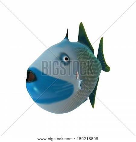 3D Rendering Trigger Fish On White