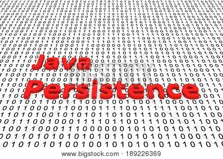 Java persistence in the form of binary code, 3D illustration
