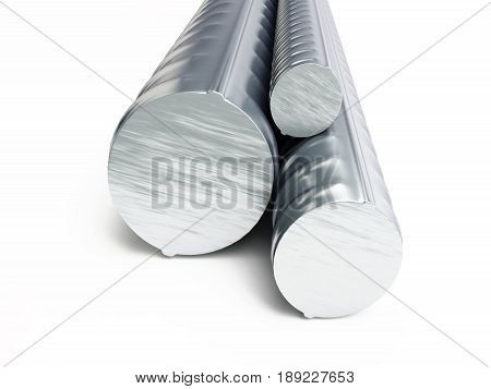 Rolled metal products on a white background 3D illustration