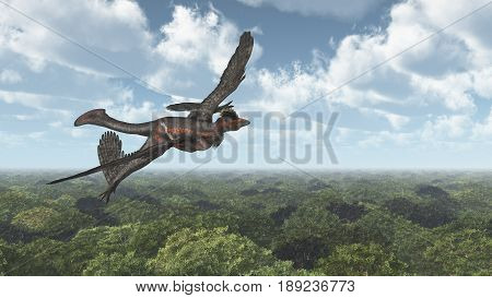 Computergenerierte 3D Illustration with the dinosaur Microraptor