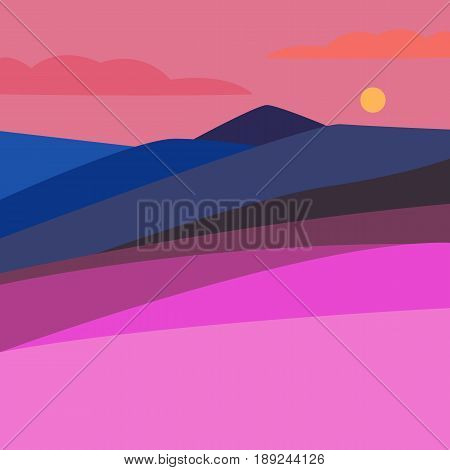 Vector illustration of landscape with mountain peaks