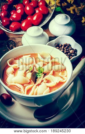 Fresh Tomato Soup With Conchigliette.