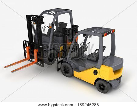 Forklift Loader Isolated On White 3D Illustration