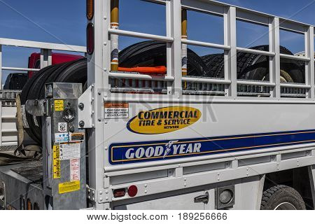 Indianapolis - Circa June 2017: Goodyear Commercial Tire and Service Vehicle. Goodyear provides tires and services for Big Rig Semi Tractor Trailer Trucks III