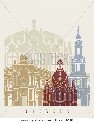 Dresden skyline poster in editable vector file