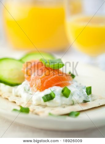 쿼크와 훈제 연어 Crispbread