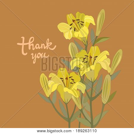Template for greeting card with floral bouquet and a space for text.The illustration can be used for Thank you,Birthday,Valentines or Mother's Day cards.