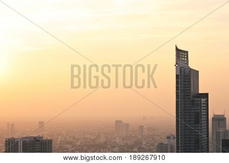 Skyline with skyscrapers in Bangkok, Thailand during summer.