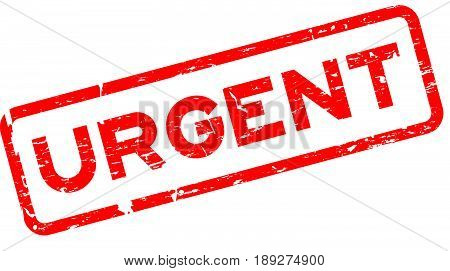 Grunge red urgent square rubber seal stamp on white background