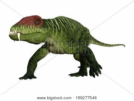 3D Rendering Dinosaur Doliosauriscus On White