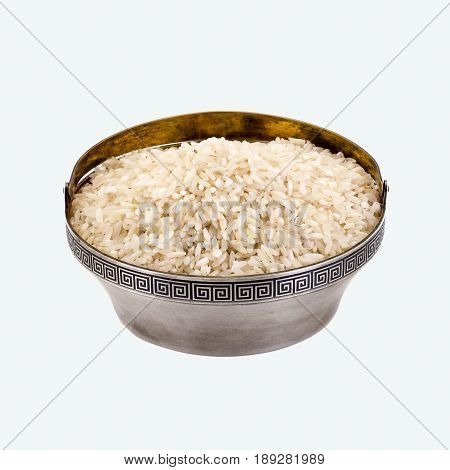 Rice In A Bowl On A White Background
