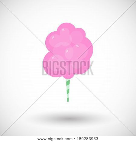 Cotton candy floss icon Flat design of sweet food with round shadow cartoon vector illustration