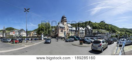 People Park At The Parket Place With View To Old Historic Town Of Bernkastel-kues