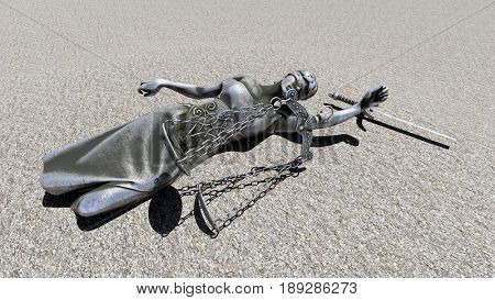Broken lady of justice 3d rendering