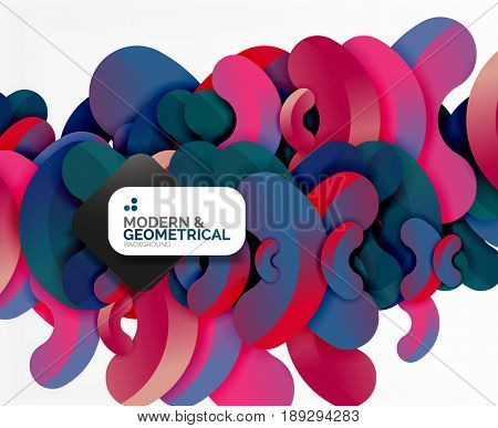 Abstract color geometric round shapes on white - elements with shadow, colorful composition