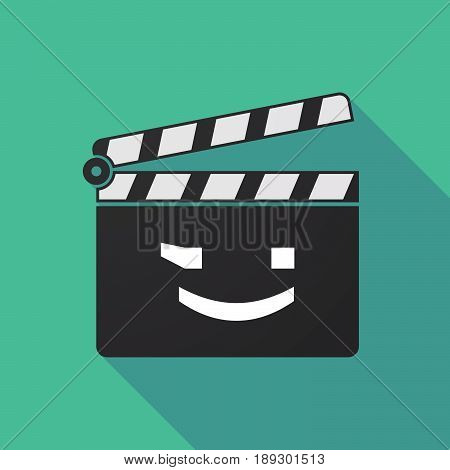 Long Shadow Clapper Board With  A Wink Text Face Emoticon