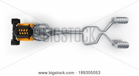 Exhaust Pipes System With Engine Isolated On White Background.3D Illustration.