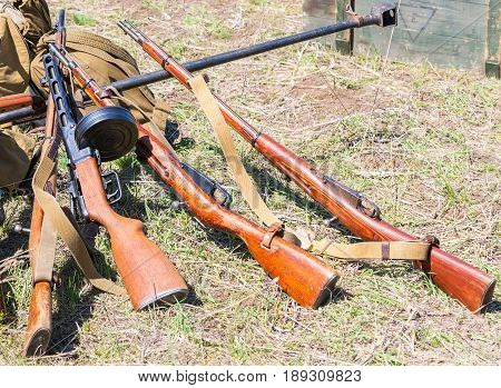 Russian retro weapons. Samples of Soviet vintage small arms