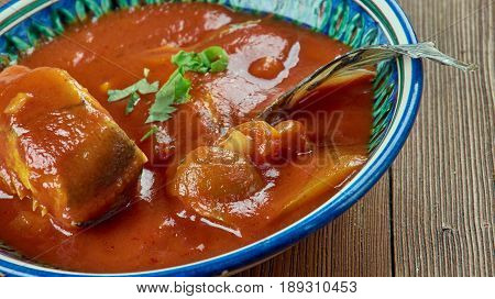 Omam Fish Curry.  Southern India close up