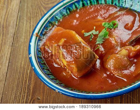 Omam Fish Curry.  Southern India  close up