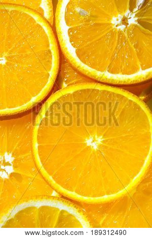 Orange fruit. Orange slices half orange whole orange orange background