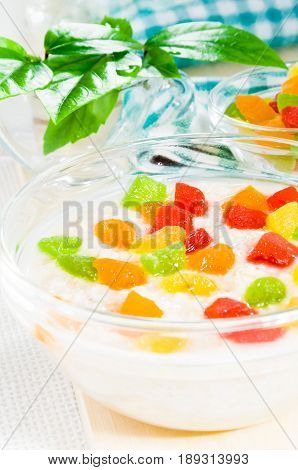 Oatmeal With Colorful Candied Fruits
