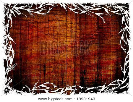 oud bruin houten achtergrond met bloemen frame