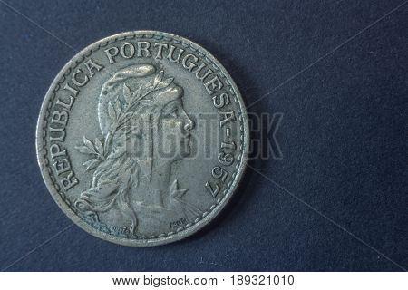 One Escudo Portugal 1957 Head Coin, Vintage Old, Difficult And Rare To Find.