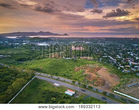 Aerial Panorama View On Managua City
