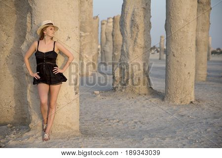 Young Woman In A Conconstruction Site