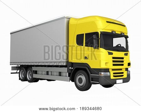 Yellow Delivery Truck Witout Shadow On A White Background 3D