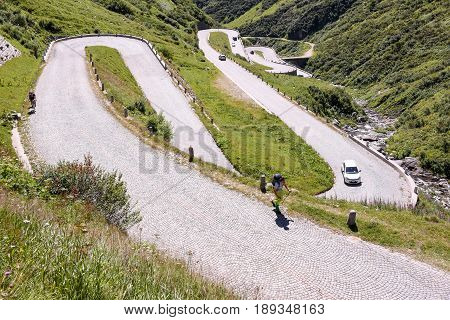 Old Road Which Leads To St. Gotthard Pass