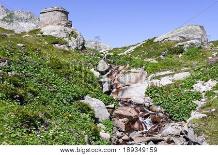 Landscape With A River At St. Gotthard Pass