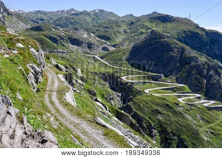 Old Road Which Leads To St. Gotthard Pass