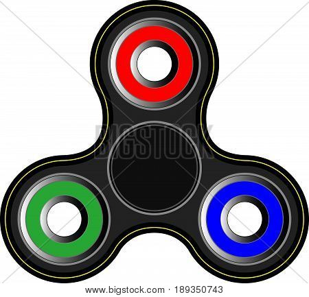 Fidget spinner icon - toy for stress relief and improvement of attention span. Filled orange with stars