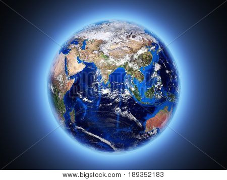 Planet Earth Shines View From Space 3D
