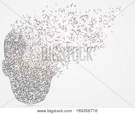 Lines representing global network connection. The concept of artificial intelligence. World wide web in form head.