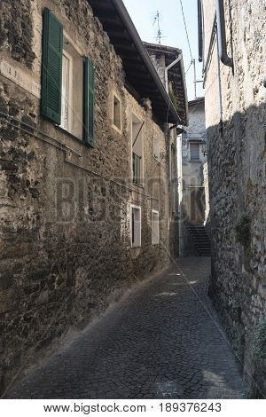 Asso (Como Lombardy Italy): typical street in the historic town