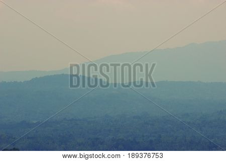 Blue Color Of Mountains During Sunset
