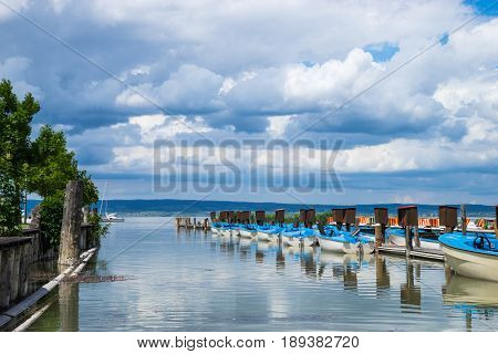 Small harbor at Neusiedler lake Austria rental boats