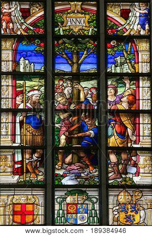 Stained Glass - St Gummarus And The Miracle Of The Tree