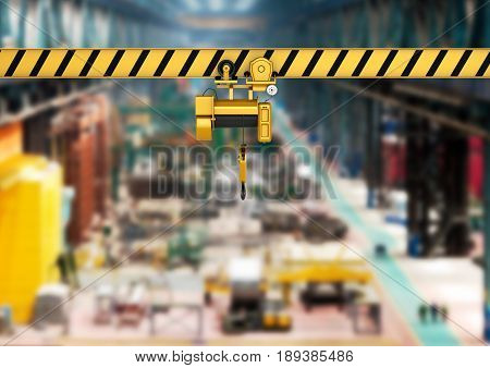 overhead crane on factory background 3d render