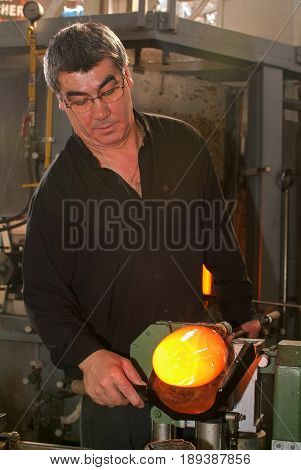 Workers During The Glass Processing