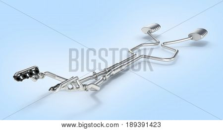 Exhaust Pipes System On Blue Gradienet Background 3D