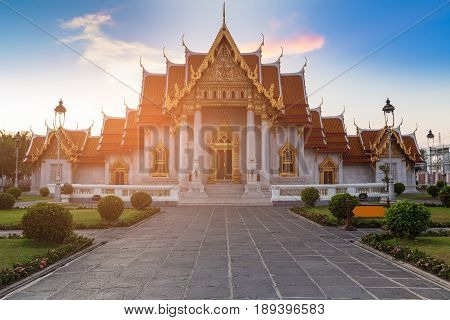 Marble Temple in Bangkok (Wat Benchamabophit) Thailnd national landmark