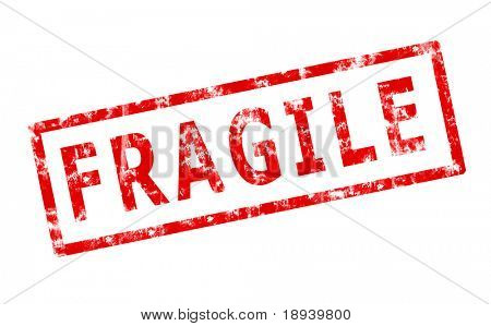 Timbro grunge della parola fragile