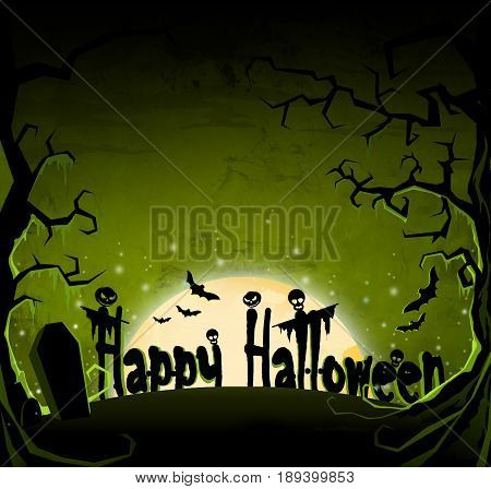 Halloween green dark background with liight center