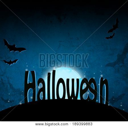 Halloween blue dark background with liight center